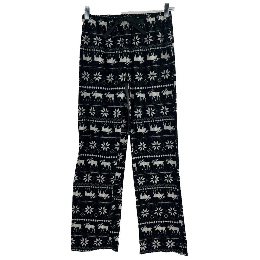 Kathy Ireland Small Moose Waffle Knit Pajama Pants Winter